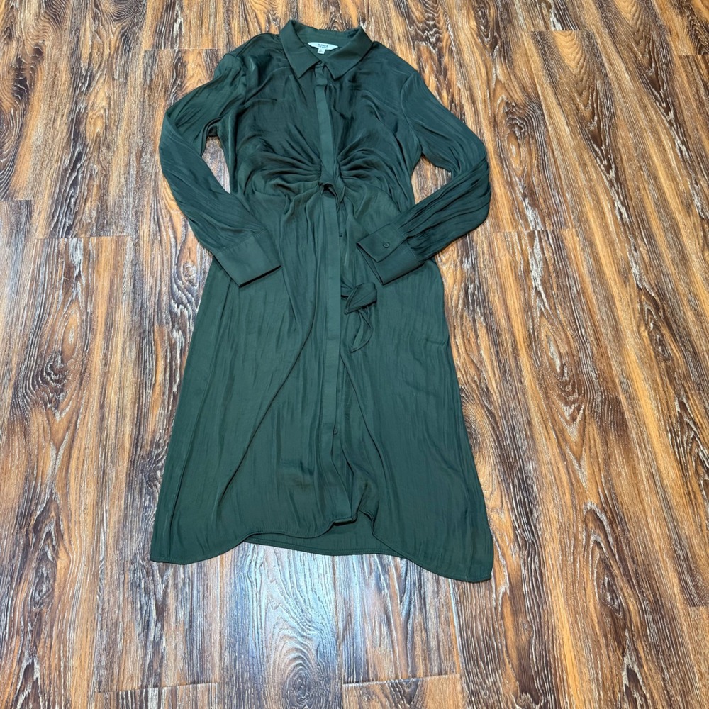 BB Dakota Size L Steve Madden Womens Forest Green Twist Waist Shirt Dress